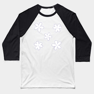 Minimal Abstract Flowers - White with pastel lilac purple border Baseball T-Shirt